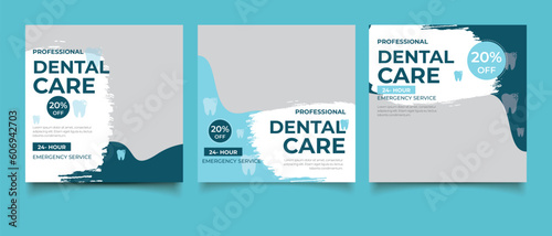 Free vector flat design minimal dental clinic instagram posts