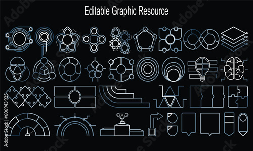 Bundle of charts  diagrams  schemes  graphs  plots of various types. Statistical data and financial information visualization. Modern vector illustration for business presentation  demographic report.