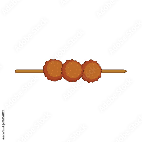 Meatballs on a stick Flat cartoon vector illustration