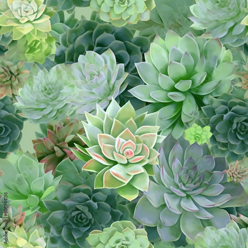 Succulent in pastel color - seamless pattern