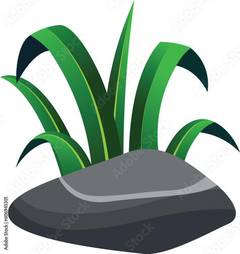 Vector grass behind the stone