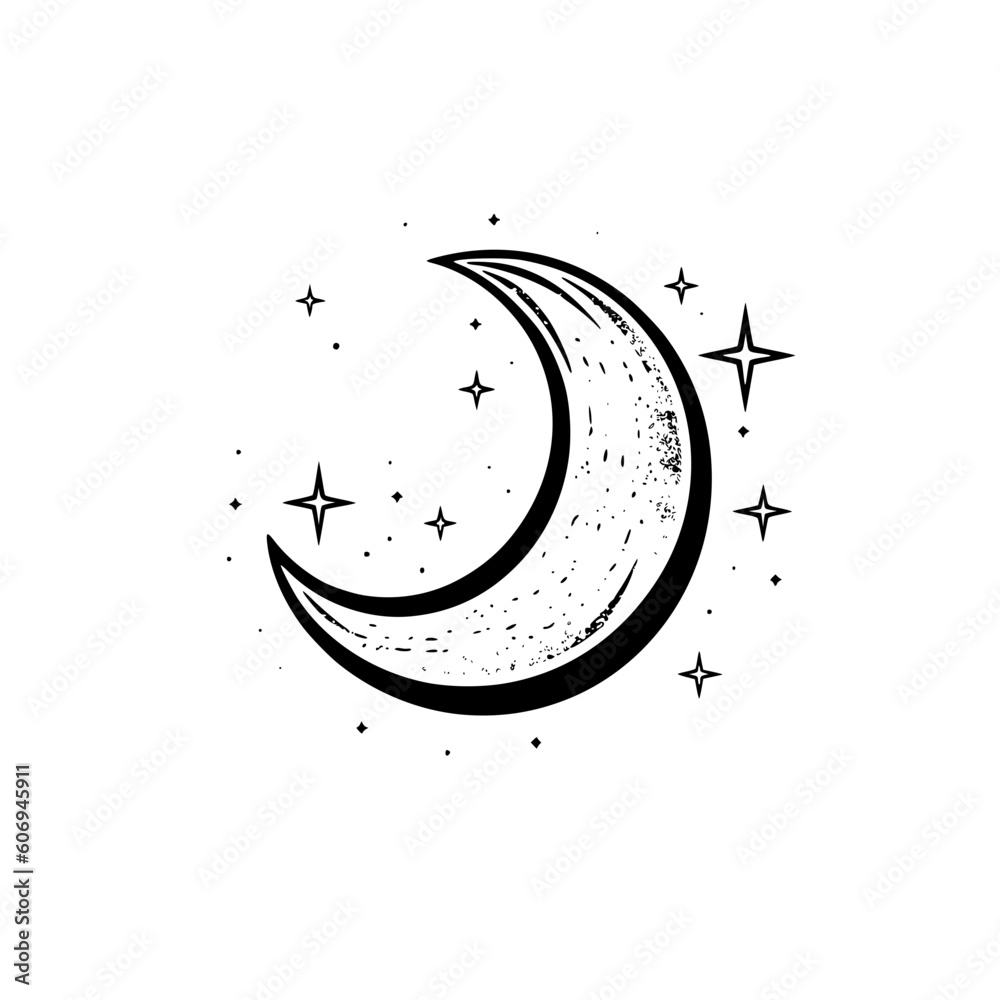 Crescent moon vector illustration isolated on transparent background ...