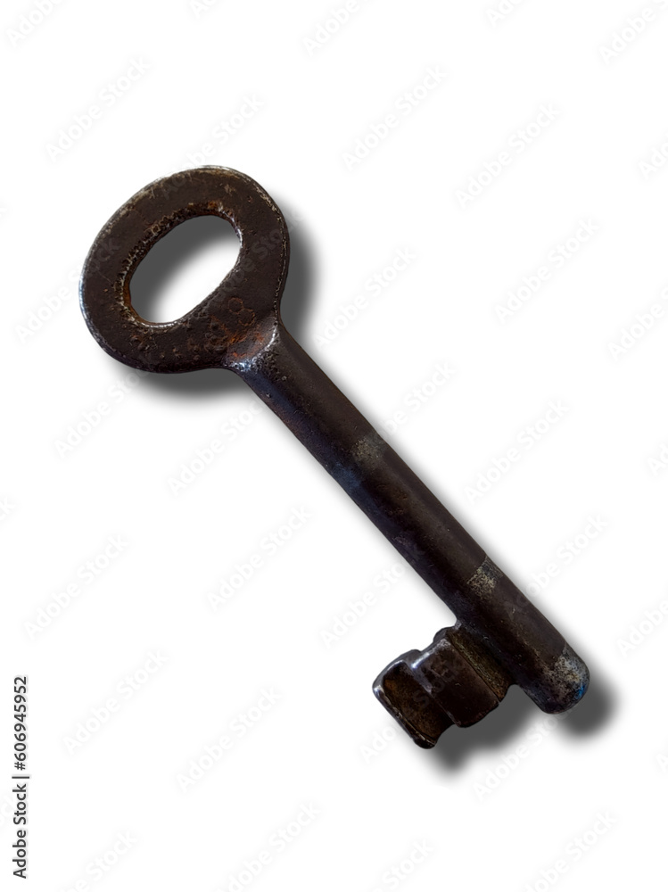 An antique rusty door key isolated on transparent background. An antique rusty door key isolated on transparent background.