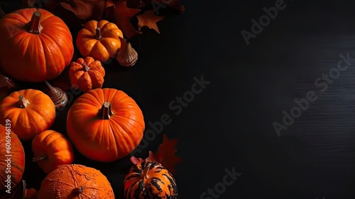 Halloween for sale banner background with bunch of orange pumpkins on spooky background