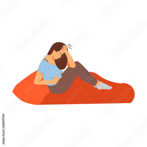 vector illustration of stomachache symptom person concept