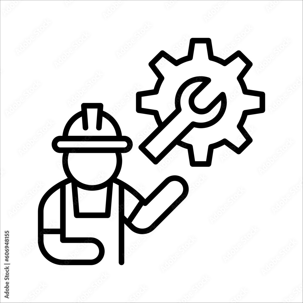 Technician icon with simple silhouette design, Repairman icon, vector illustration on white background Technician icon with simple silhouette design, Repairman icon, vector illustration on white background