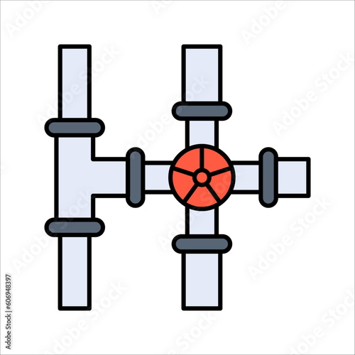 Pipe Icon, Pipe Fitting Icon, Water, Gas, Oil Pipeline, vector illustration on white background
