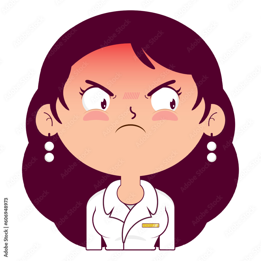 business or receptionist woman angry face cartoon cute business or receptionist woman angry face cartoon cute
