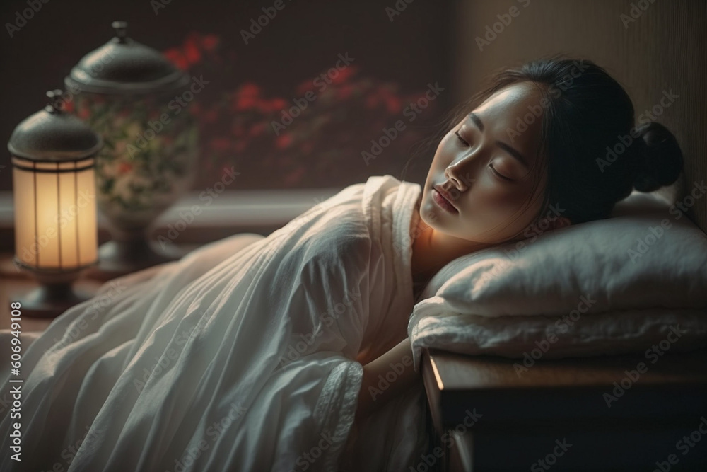 Naklejka premium マッサージを受ける女性：AI生成画像