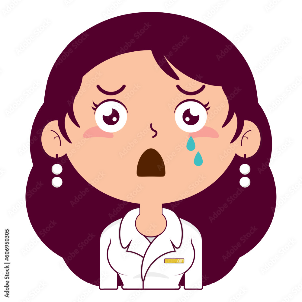 business or receptionist woman crying and scared face cartoon cute business or receptionist woman crying and scared face cartoon cute