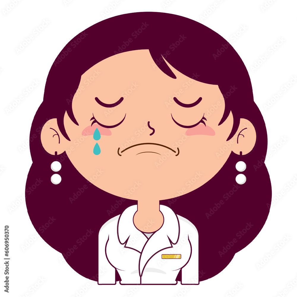 business or receptionist woman crying and scared face cartoon cute business or receptionist woman crying and scared face cartoon cute