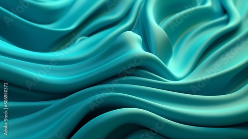 Turquoise and Water Cloth with Wrinkles and Folds. Multicolored Wavy Surface Foundation. Creative resource  AI Generated