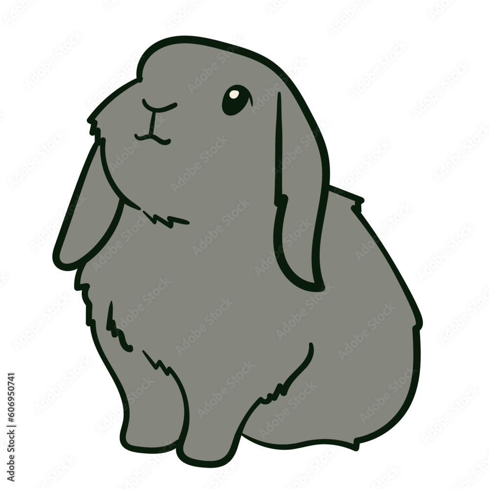 Fototapeta premium Set Cute Grey Rabbits Various Poses Stock Vector_Pose 