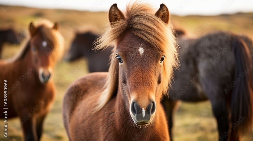The Icelandic horse may be a breed of horse made in Iceland. Closeup Icelandic steeds. Creative resource, AI Generated The Icelandic horse may be a breed of horse made in Iceland. Closeup Icelandic steeds. Creative resource, AI Generated