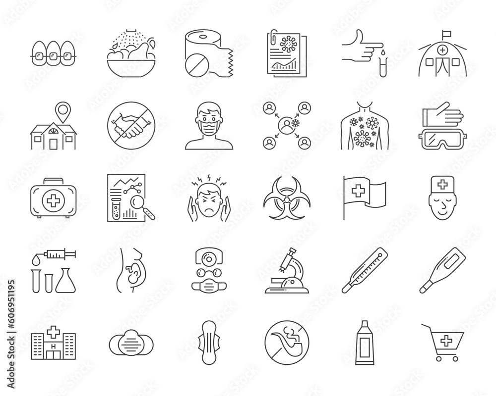 Medical Vector Icons Set. Line Icons, Sign and Symbols in Linear Design. Medicine, Health Care and Coronavirus COVID-19 pandemic. Mobile Concepts and Web Apps. Modern Infographic Logo and Pictogram. Medical Vector Icons Set. Line Icons, Sign and Symbols in Linear Design. Medicine, Health Care and Coronavirus COVID-19 pandemic. Mobile Concepts and Web Apps. Modern Infographic Logo and Pictogram.