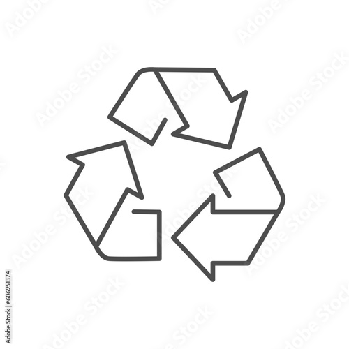 Recycling sign related vector linear icon. Environment protection contour symbol. Recycle arrows sign. Vector outline illustration Isolated on white background. Editable stroke