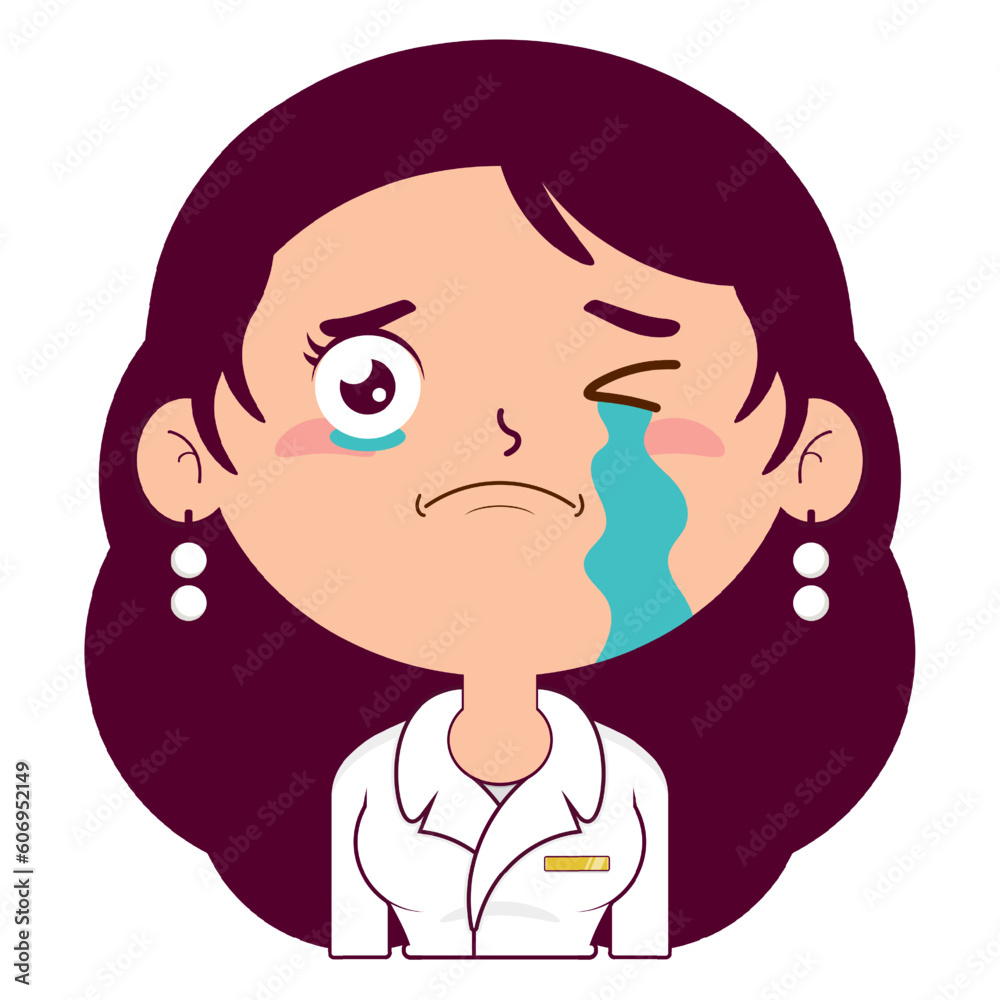 business or receptionist woman crying and scared face cartoon cute business or receptionist woman crying and scared face cartoon cute