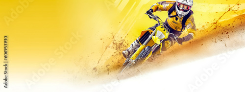 motocross racing, banner with copy space, made with Generative AI