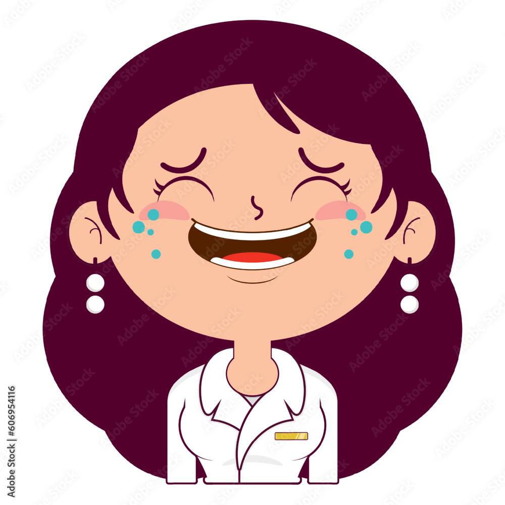 business or receptionist woman laughing face cartoon cute business or receptionist woman laughing face cartoon cute