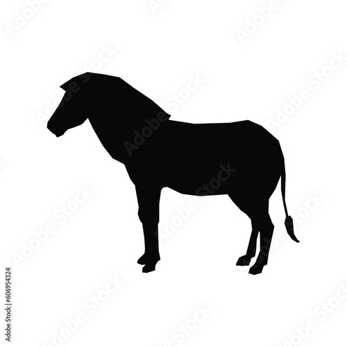 Isolated black silhouette of a zebras on a white background. - Farm Animals. Vector Icon illustration