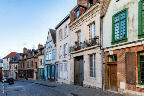 Streets of Amiens, French city in hauts-de-france region, France on summer day. France