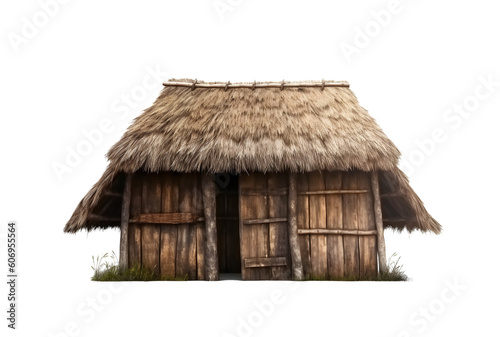 Fotografie, Tablou small dwelling hut ,hay,  isolated on transparent background, png, Generative Ai