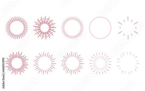 Sunburst  vector set. Star, firework explosion, logo
