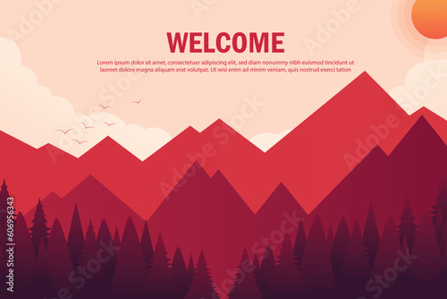 illustration of mountains landscape for landing page 