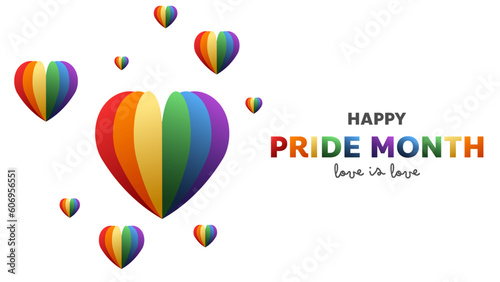 Happy Pride Month at June  Symbols with pride flag or rainbow colors  isolated on white background  Vector illustration EPS 10