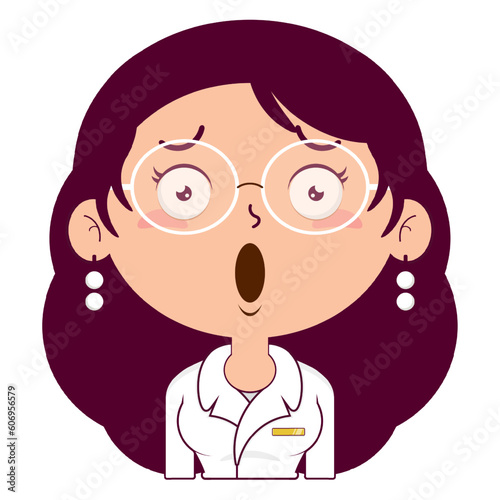 business or receptionist woman surprised face cartoon cute
