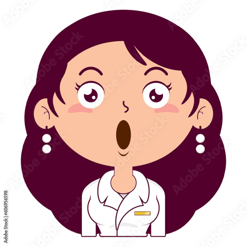 business or receptionist woman surprised face cartoon cute