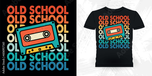 Funny Old School Hip Hop Retro Vintage Cassette Music Mixtape T-shirt Design