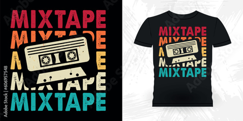 Funny Old School Hip Hop Retro Vintage Cassette Music Mixtape T-shirt Design