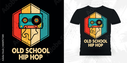 Funny Old School Hip Hop Retro Vintage Cassette Music Mixtape T-shirt Design