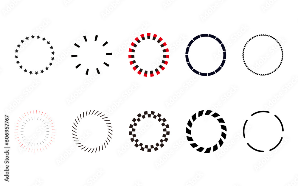 Fototapeta premium Set of circle design frames isolated on white background