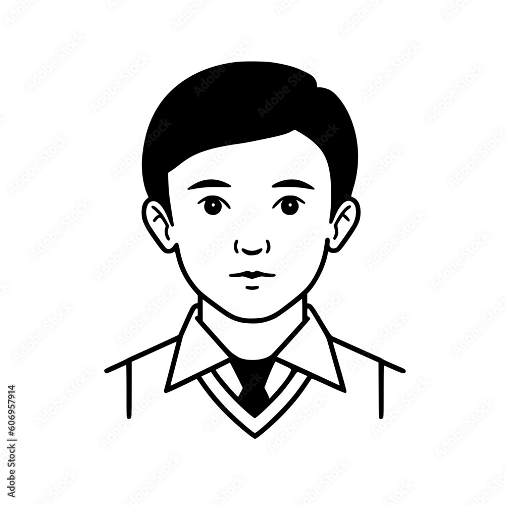 Schoolboy portrait vector illustration isolated on transparent background