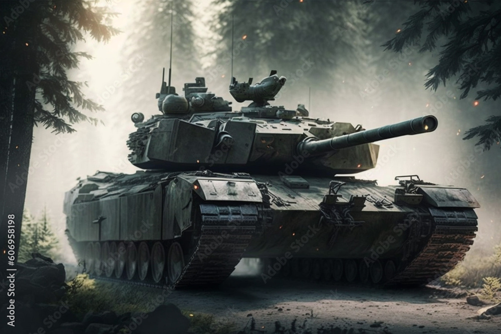荒野を走行する戦車：AI生成画像