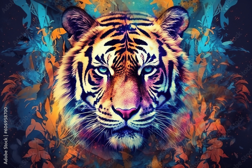 Art of Tiger with Generative Ai Technology Art of Tiger with Generative Ai Technology