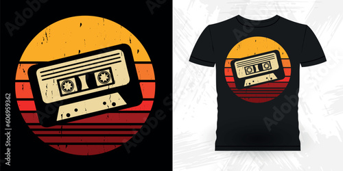 Funny Old School Hip Hop Retro Vintage Cassette Music Mixtape T-shirt Design