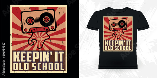 Funny Old School Hip Hop Retro Vintage Cassette Music Mixtape T-shirt Design