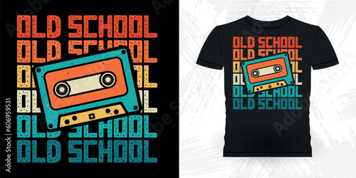 Funny Old School Hip Hop Retro Vintage Cassette Music Mixtape T-shirt Design