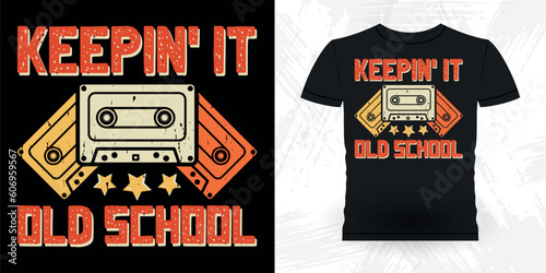 Funny Old School Hip Hop Retro Vintage Cassette Music Mixtape T-shirt Design