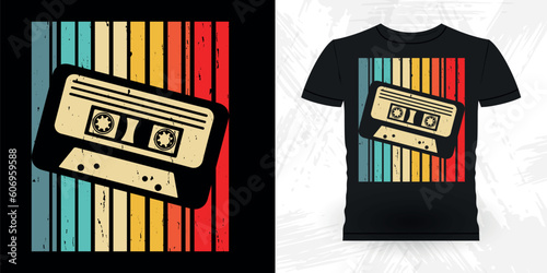 Funny Old School Hip Hop Retro Vintage Cassette Music Mixtape T-shirt Design
