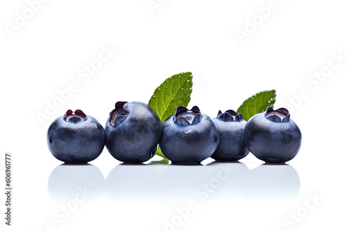 Fresh ripe blueberries isolated on white background. Created with Generative AI Technology