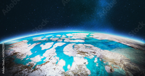 Planet Earth - . 3D Rendering. Elements of this image furnished by NASA