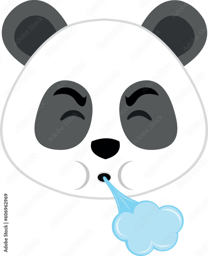 vector illustration face of a cartoon panda bear blowing air vector illustration face of a cartoon panda bear blowing air