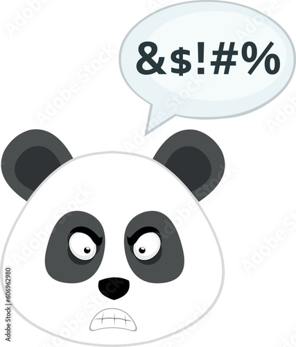 vector illustration face panda bear cartoon angry, a dialogue bubble with an insult text