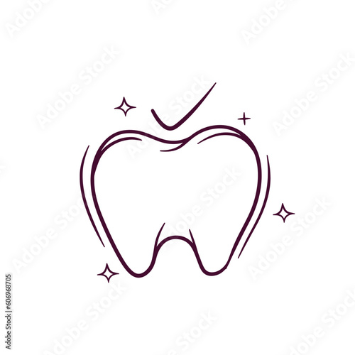 Hand Drawn Healthy Tooth. Doodle Vector Sketch Illustration