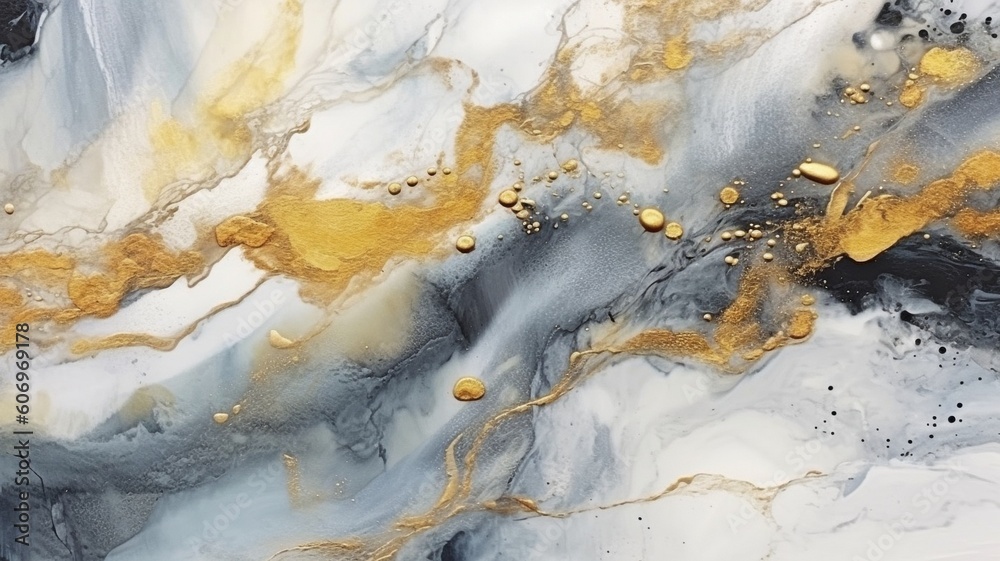 Using alcohol ink, create a gray and gold marble stone effect. GENERATE AI