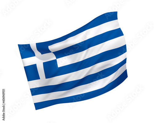 Simple 3D Greece flag in the form of a wind-blown shape